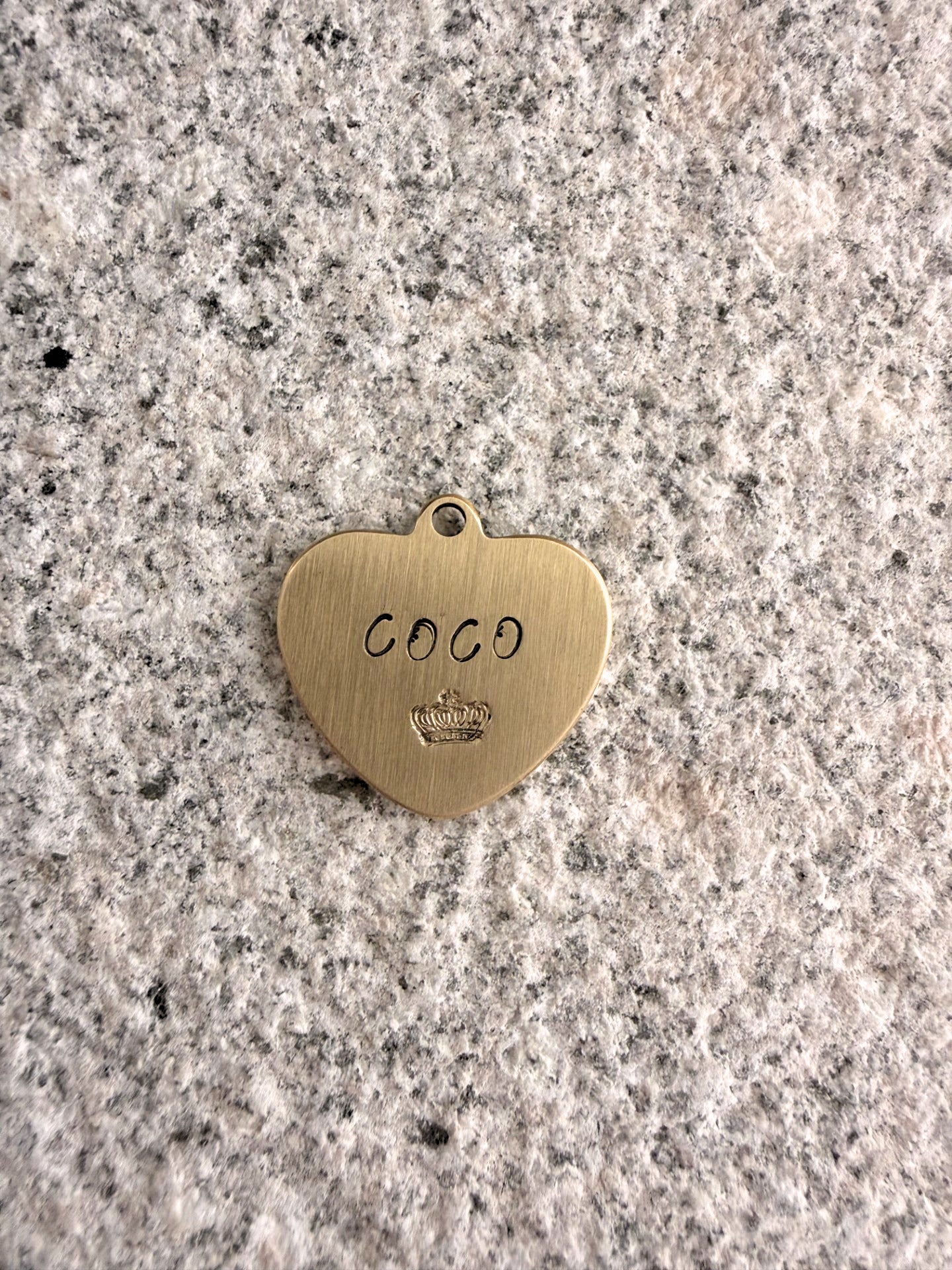 Custom Brass Hand Stamped Pet ID Tag - Heart