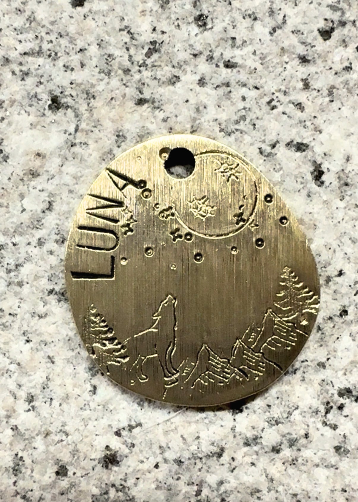 Custom Brass Hand Stamped Pet ID Tag - Circle