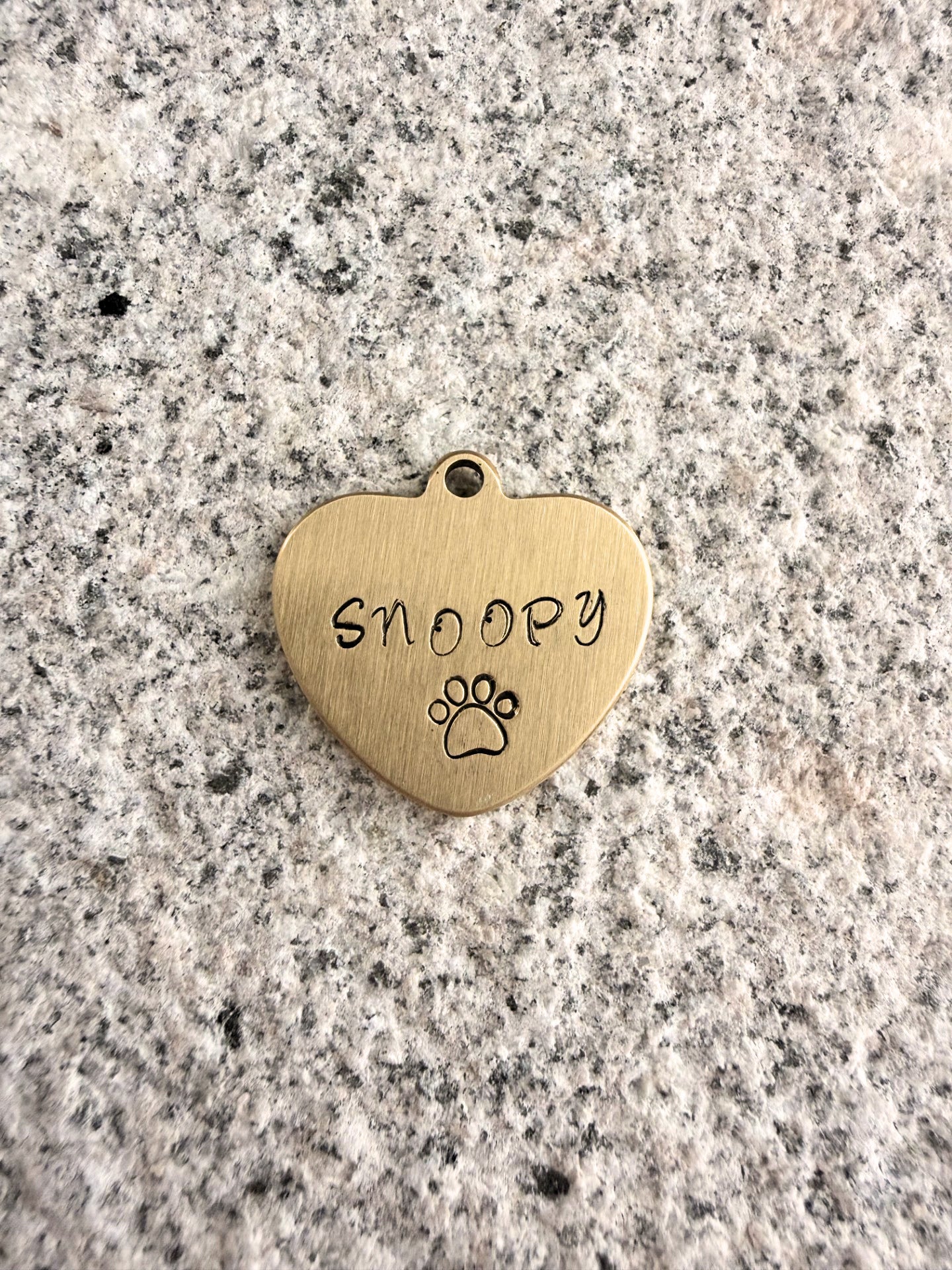 Custom Brass Hand Stamped Pet ID Tag - Heart